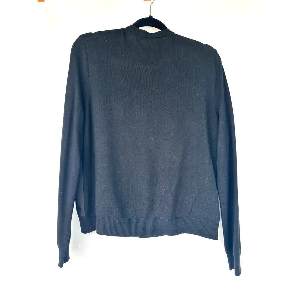 Vintage Ralph Lauren Cashmere Silk Cardigan Sweater Horse Bit Equestrian Large